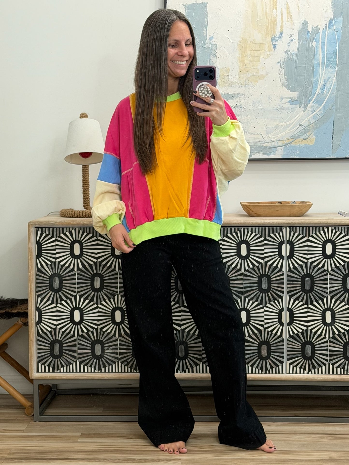 Blockbuster Color Block Pullover in Dusty