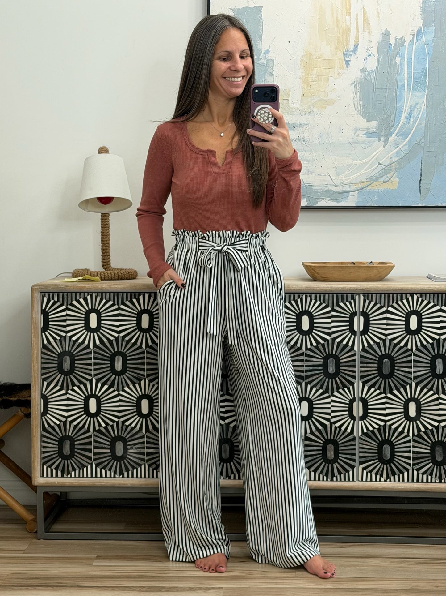 All That I Know Split Neck Top in Marsala
