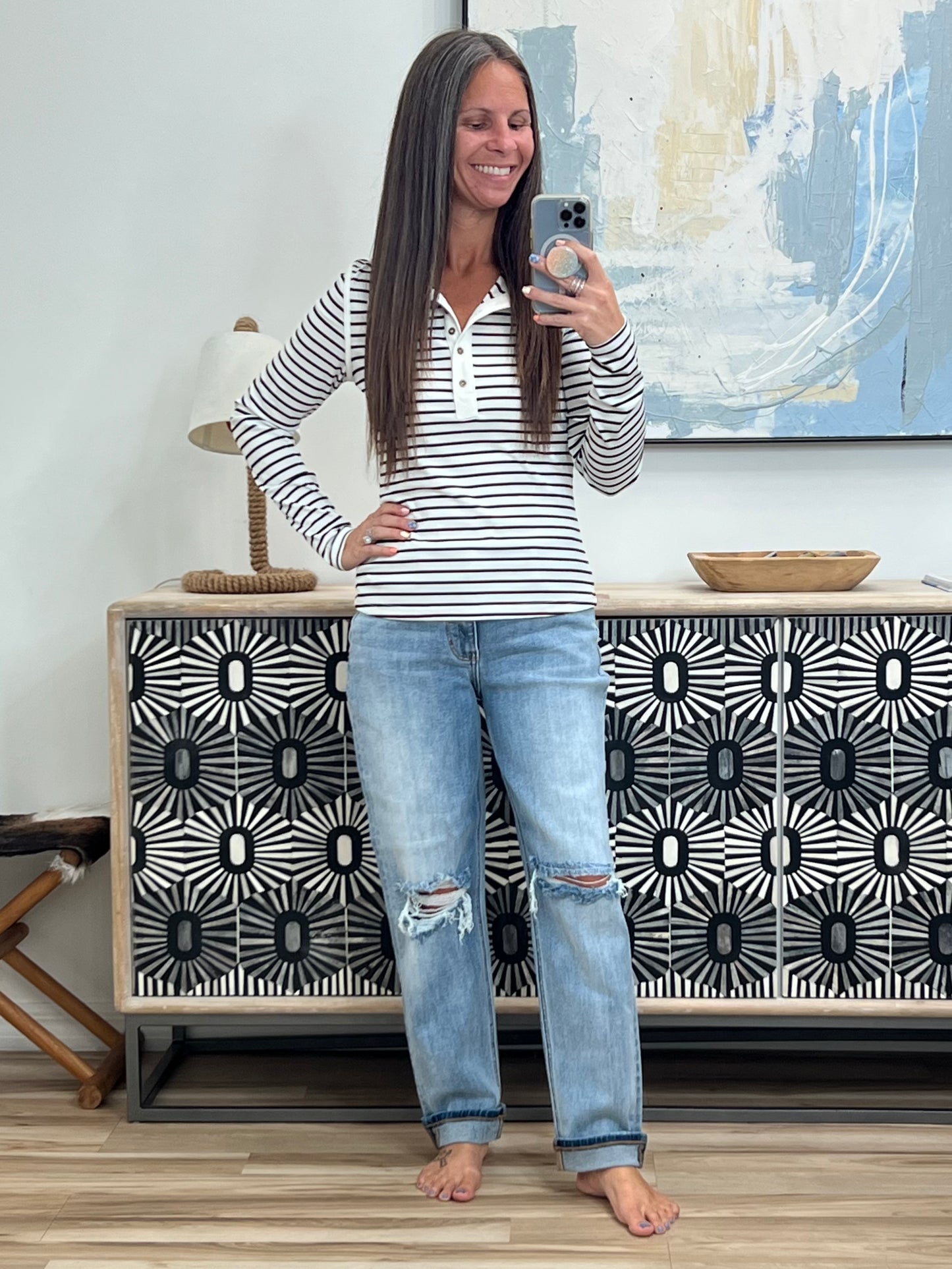 I Know What I Want Long Sleeve Henley Top