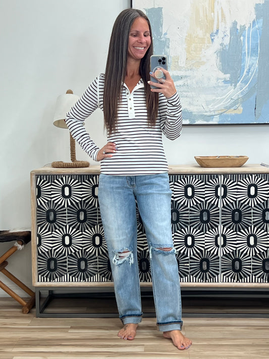 I Know What I Want Long Sleeve Henley Top