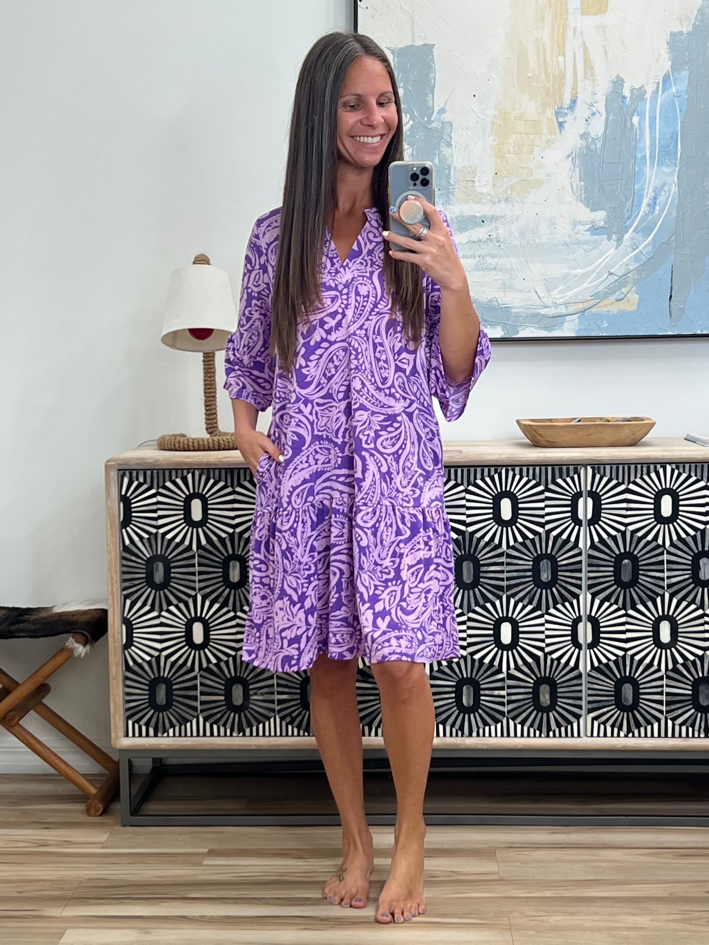 Lizzy Sunday Dress in Emerald Abstract Floral