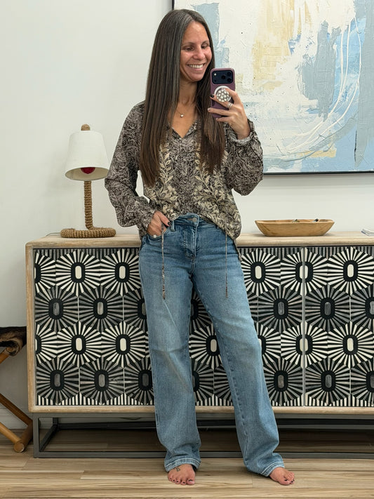 Corrine Mid Rise Control Top Vintage Straight Jeans
