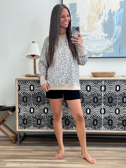 Everything You Need Patchwork Crew Neck Pullover