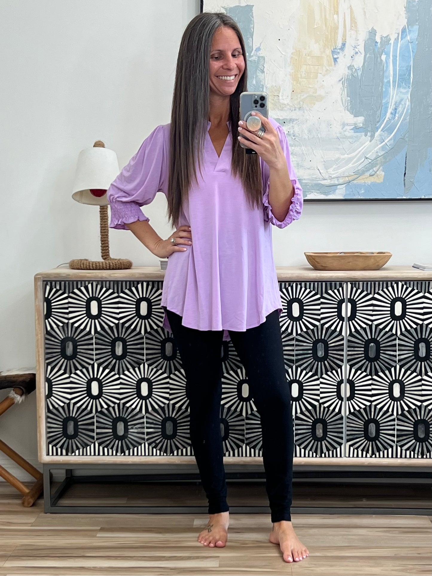 Lizzy Smock Top in Orchid Bloom