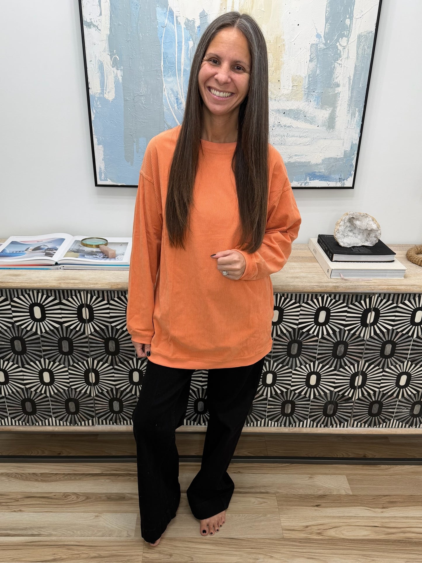 Taking A Drive Oversized Corded Sweatshirt