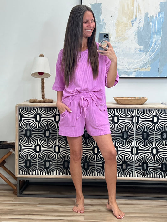 Fight the Feeling Top and Bottom Set in Spring Violet