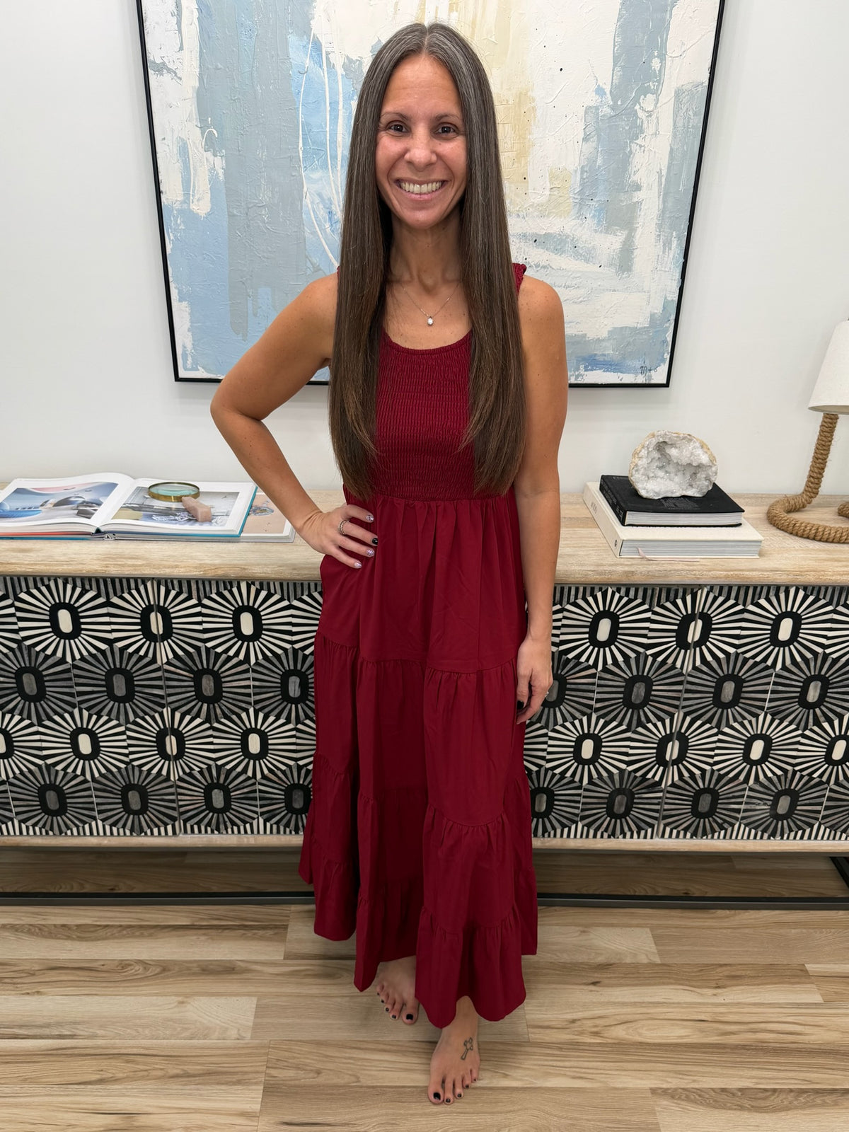 Tiered Smocked Wide Strap Dress