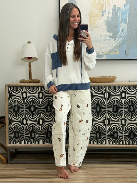 Here for Now Color Block Hoodie in Blue