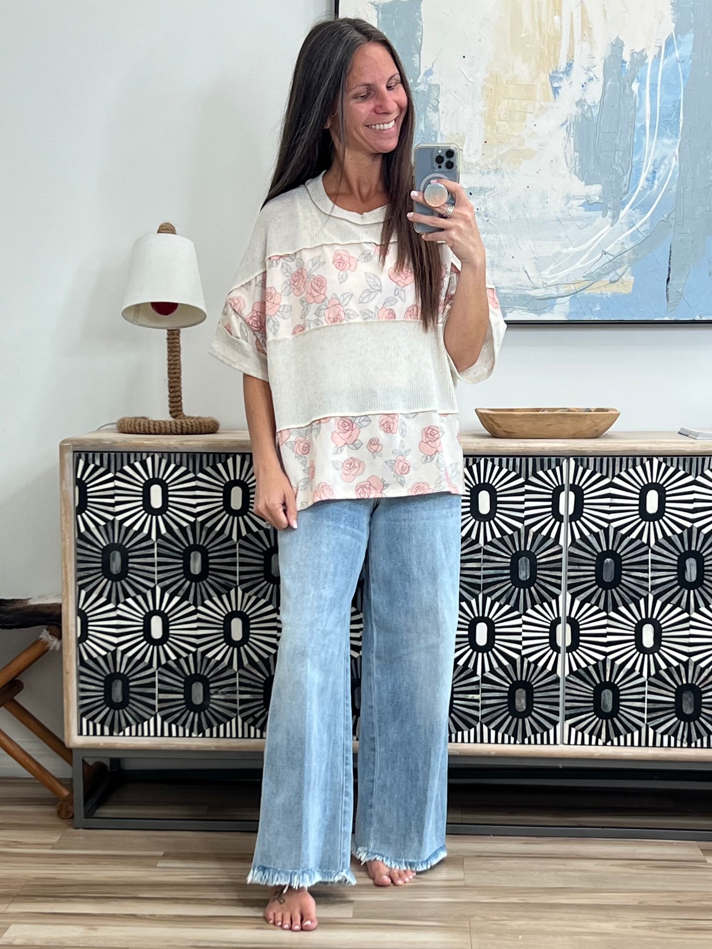 Mary Mid Rise Ankle Wide Leg Fray Hem