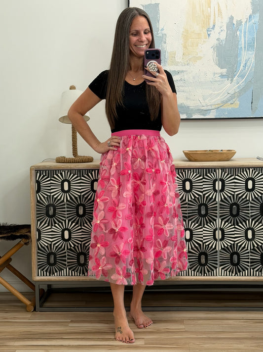 Floral Mesh Skirt