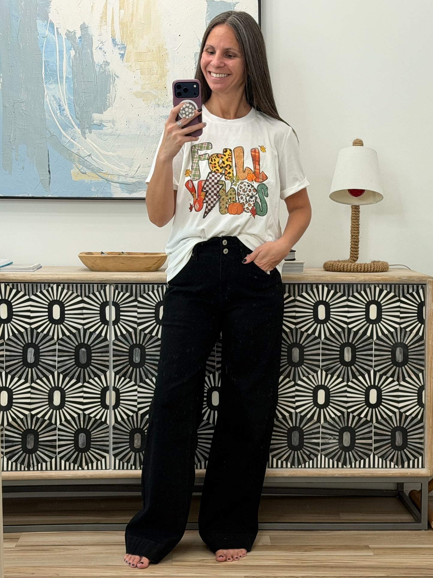 FALL VIBES Cotton Blend Casual T Shirt