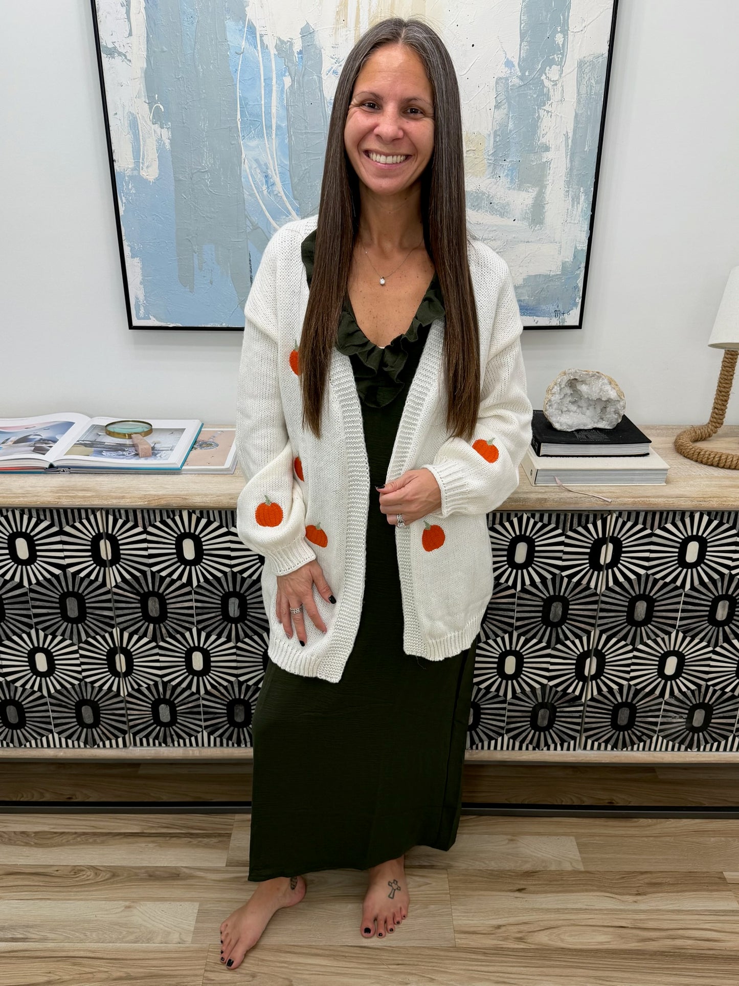 Embroidered Button Up Cardigan