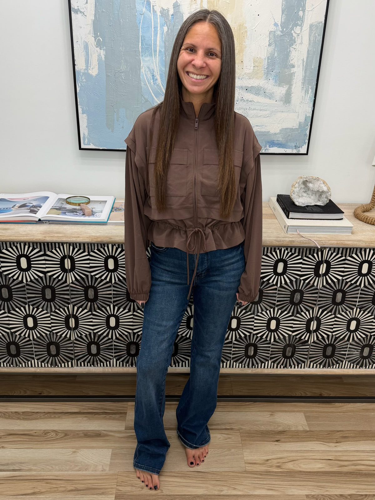 She's Got Game Cropped Jacket in Brown