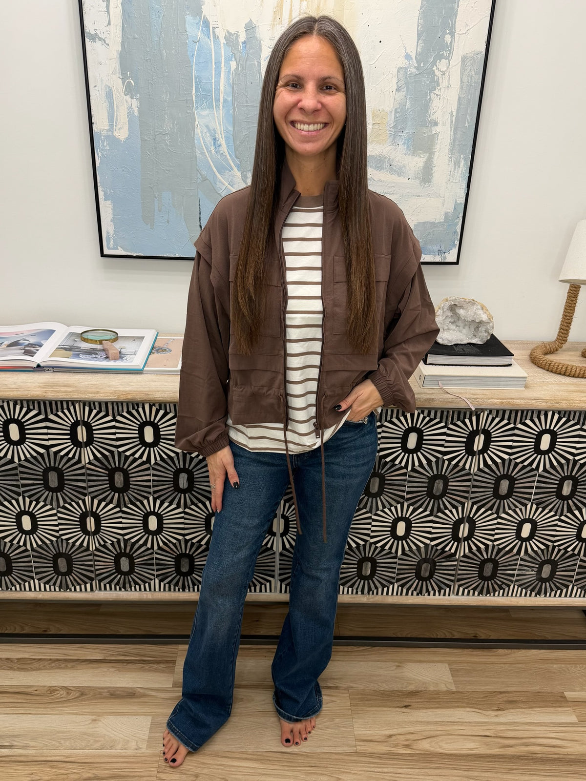 She's Got Game Cropped Jacket in Brown