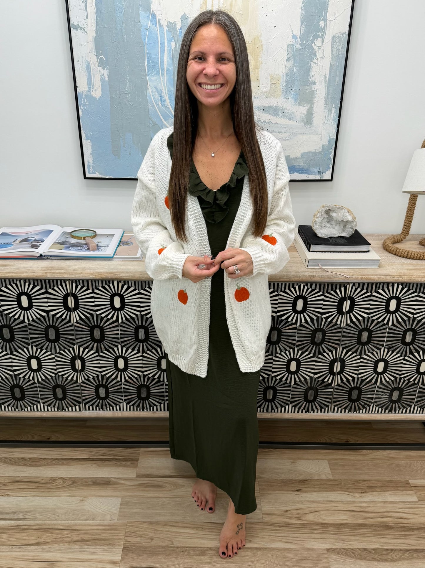 Embroidered Button Up Cardigan