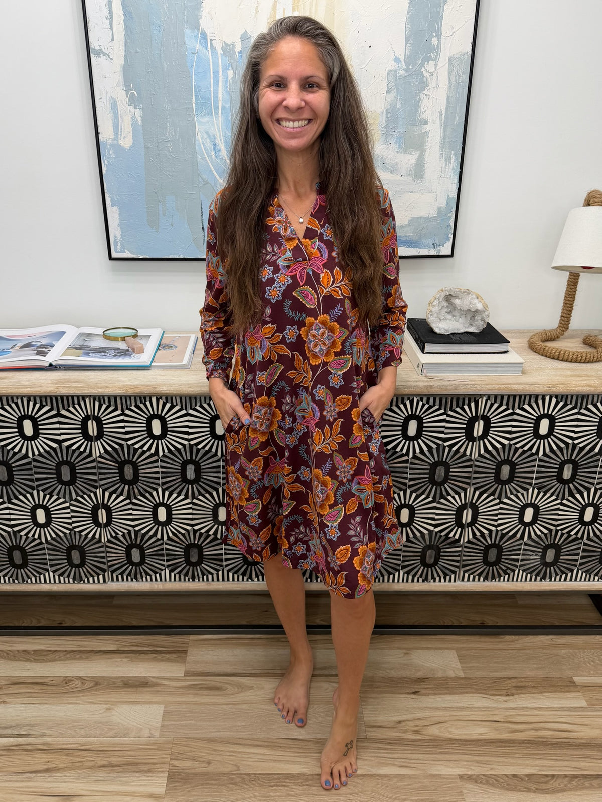 Lizzy Long Sleeve Dress in Chocolate Floral
