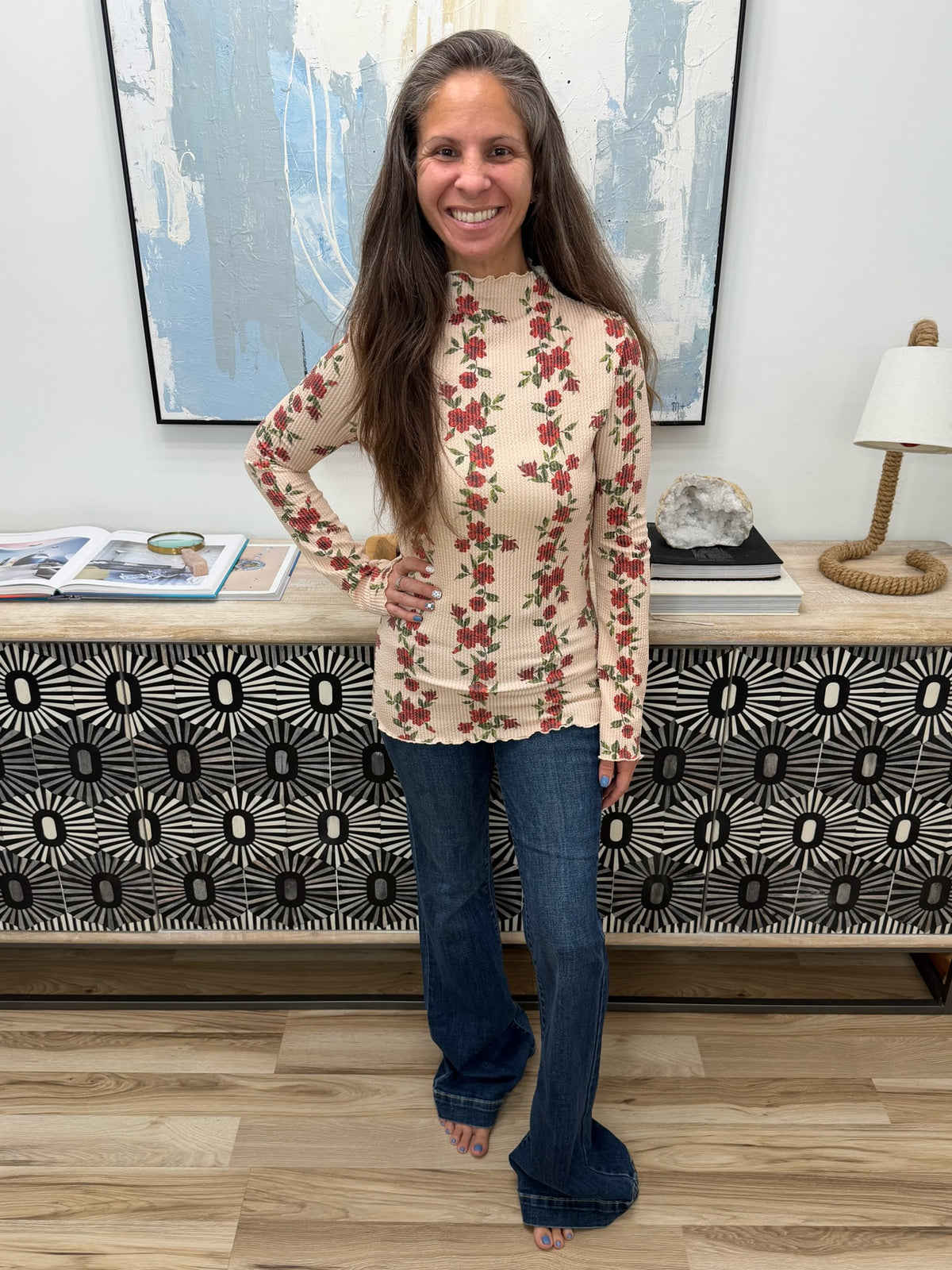 Under My Impression High Neck Floral Top