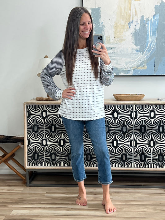That's What I Like Raglan Patchwork Long Sleeve Top