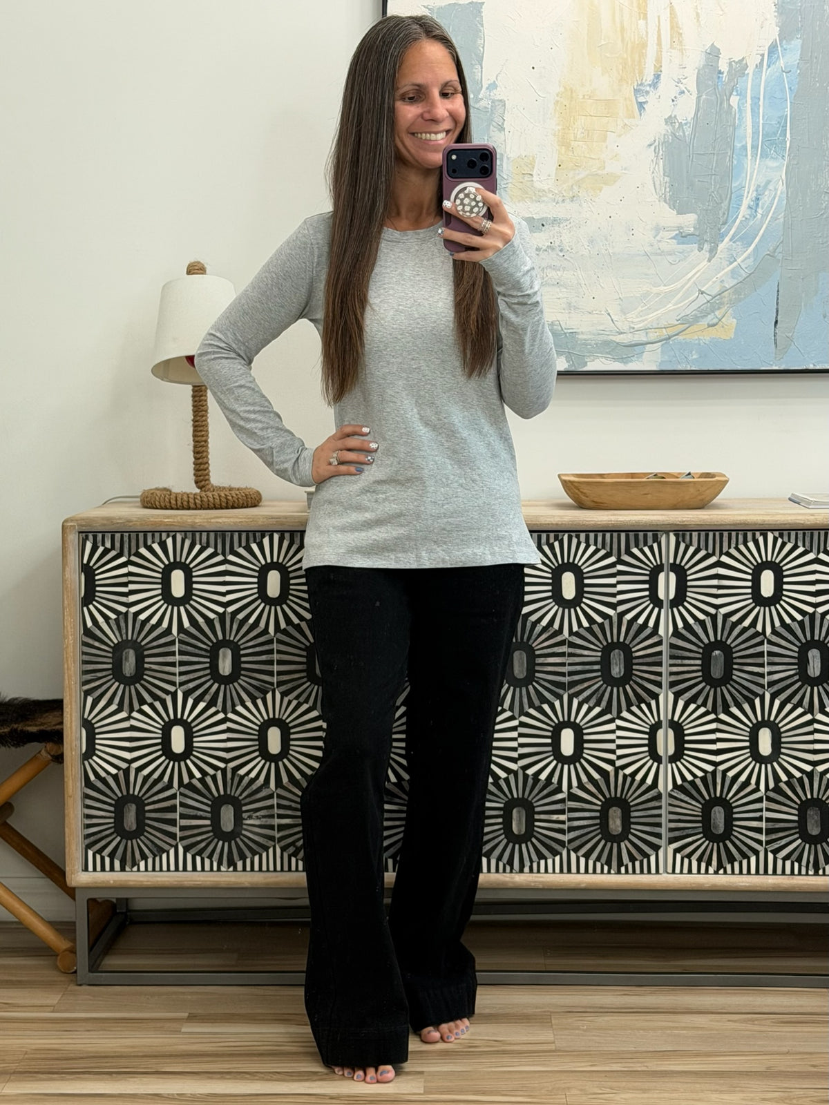 Down to the Basics Long Sleeve Top in Heathered Grey