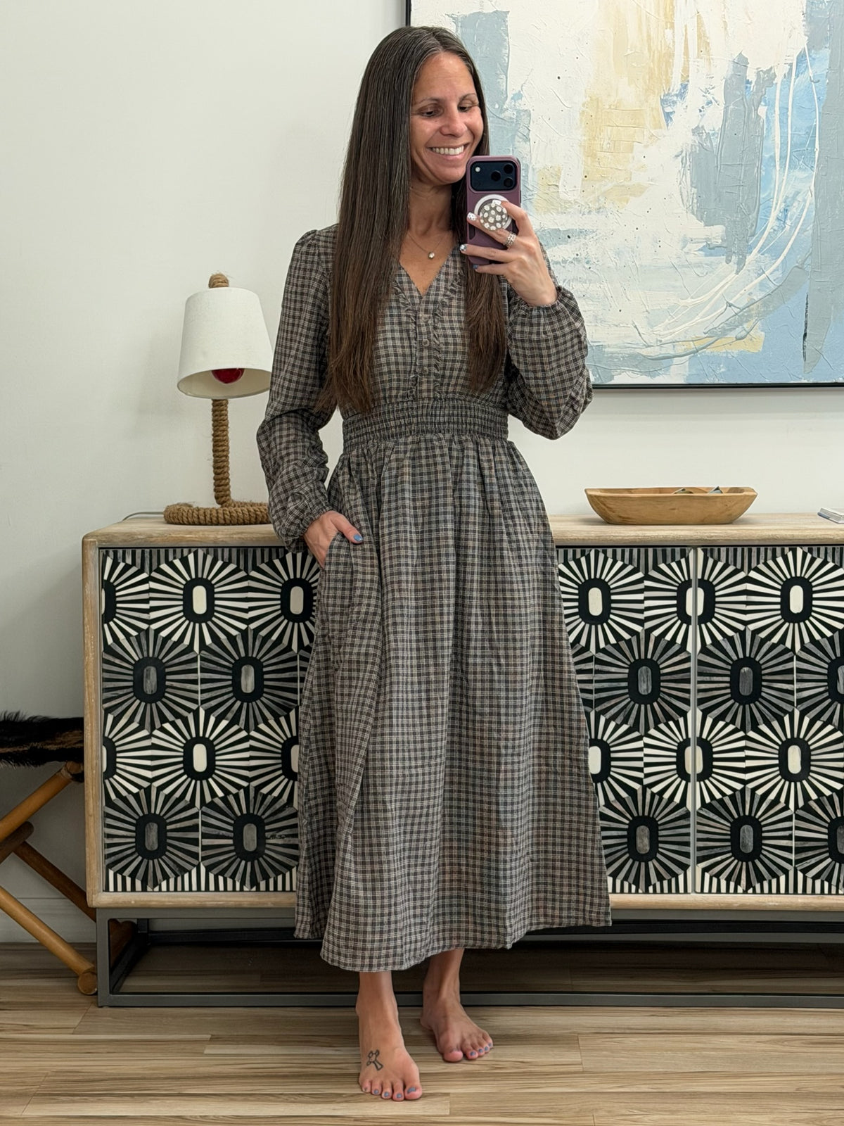 Fairytale Plot Plaid Midi Dress