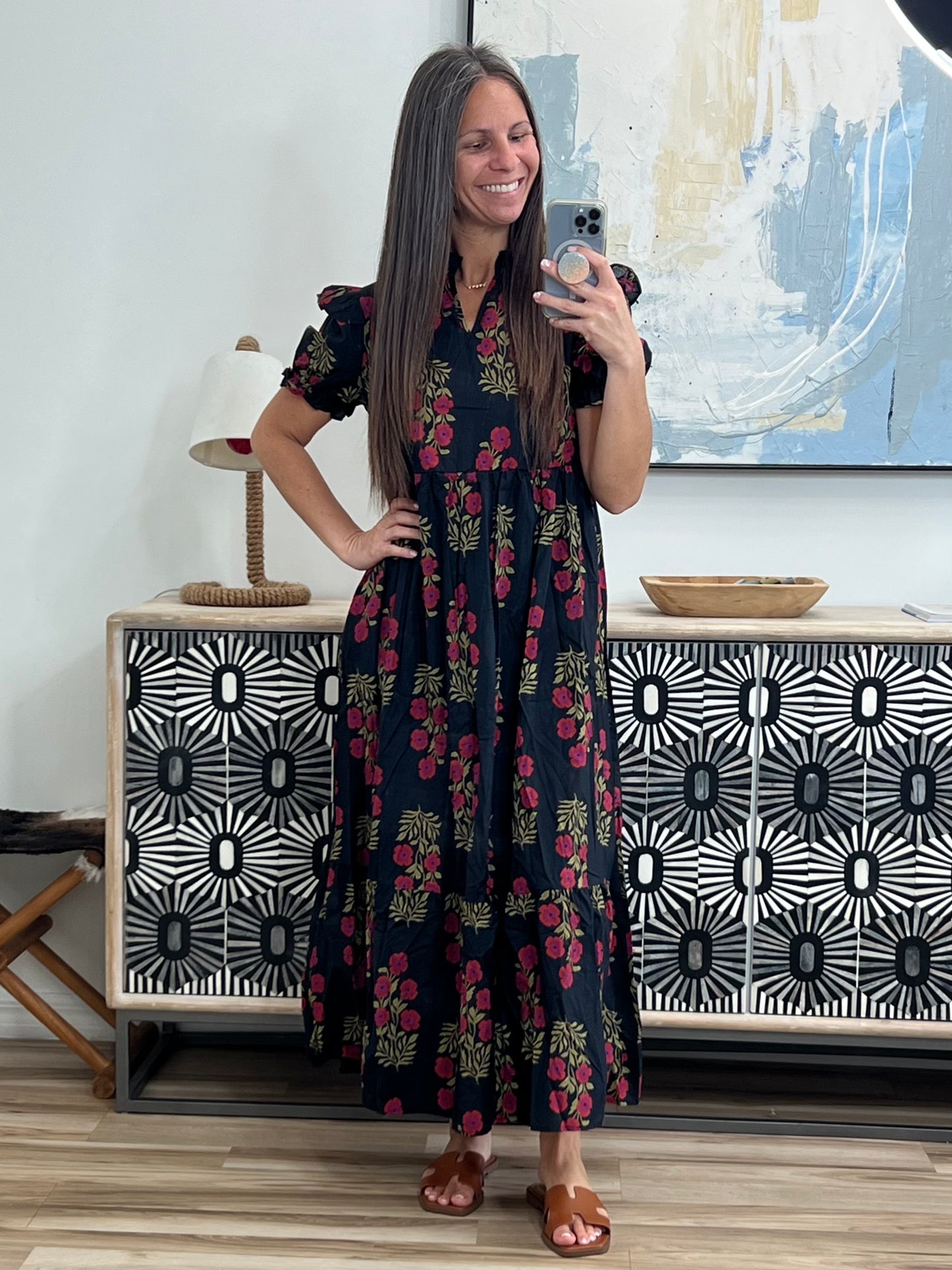 Quiet Life Notch Neck Tiered Dress in Black