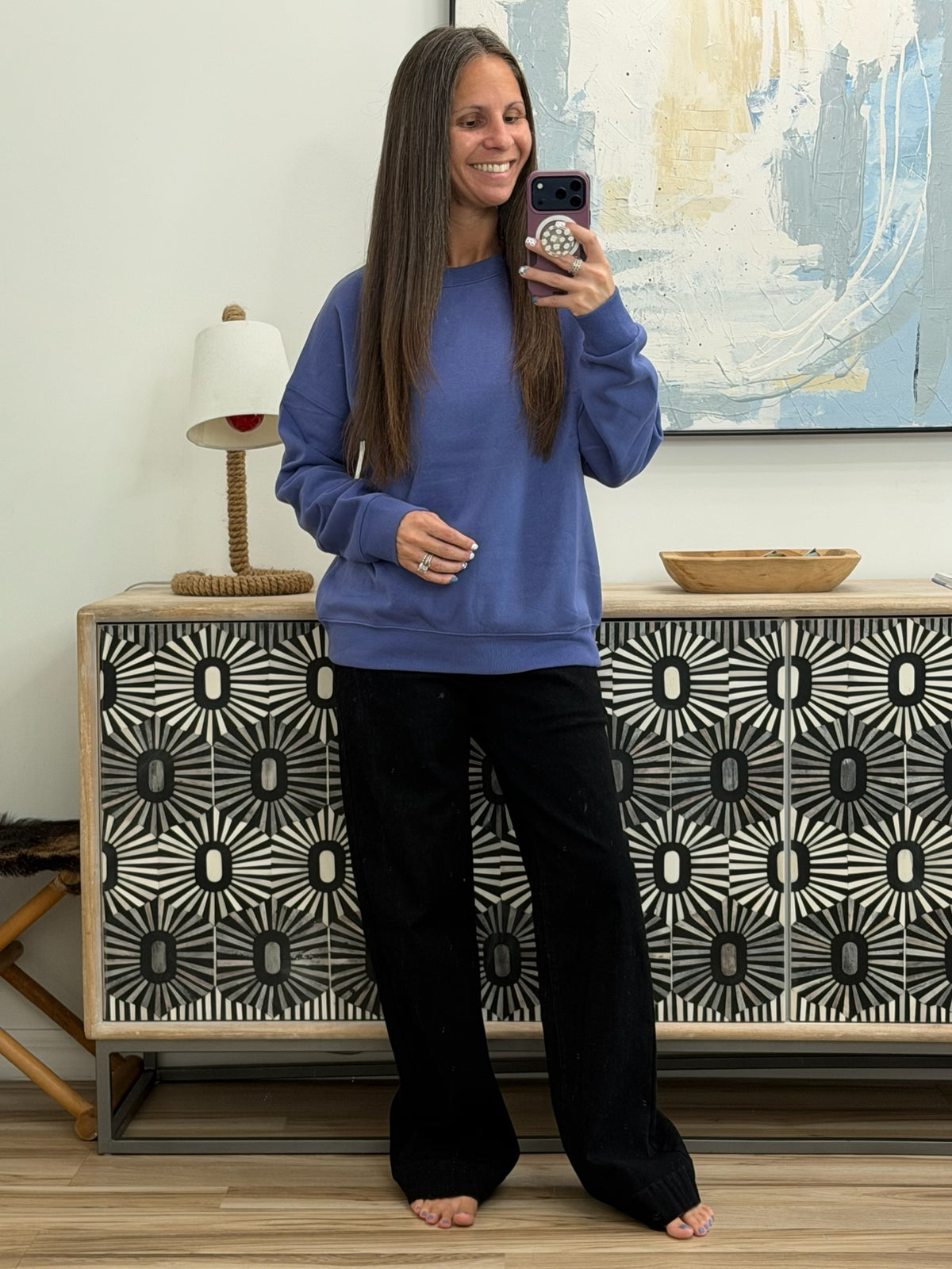 Always True Drop Shoulder Pullover in Marlin