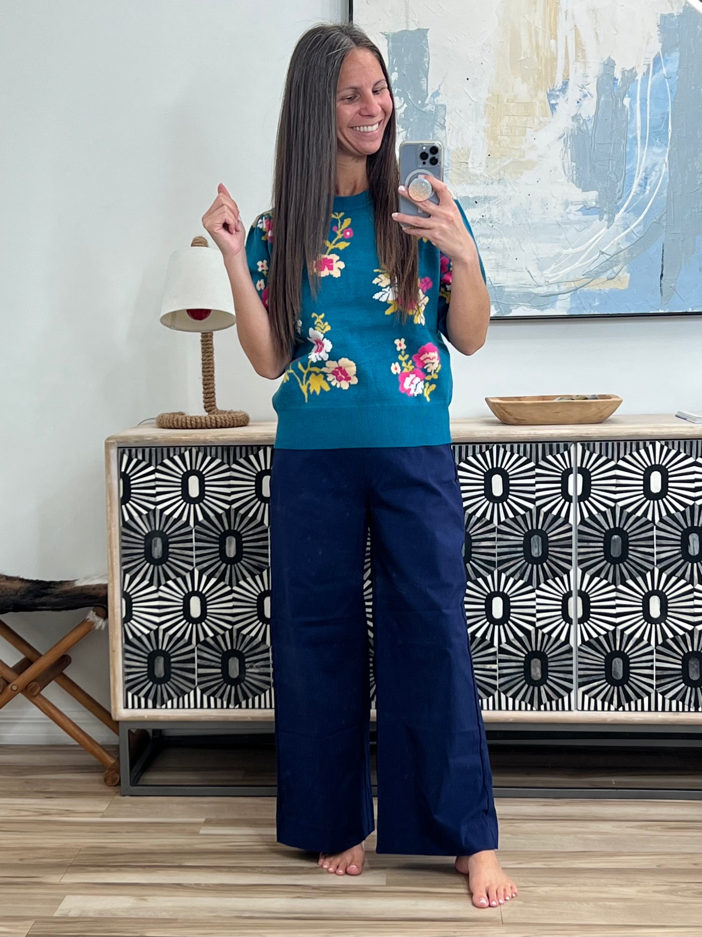 Right for Each Other Knit Floral Top