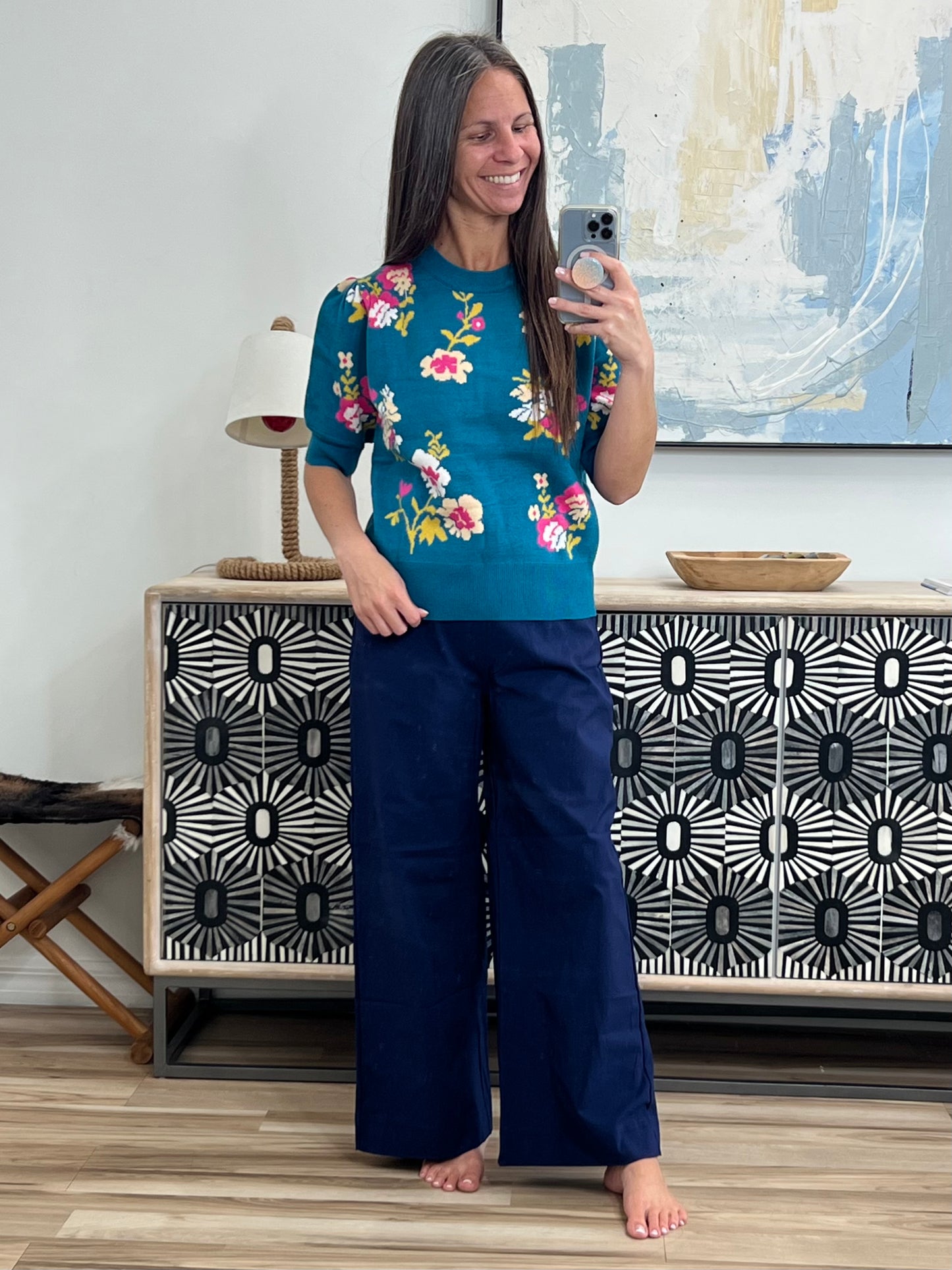 Right for Each Other Knit Floral Top