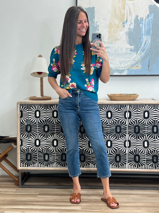 Right for Each Other Knit Floral Top