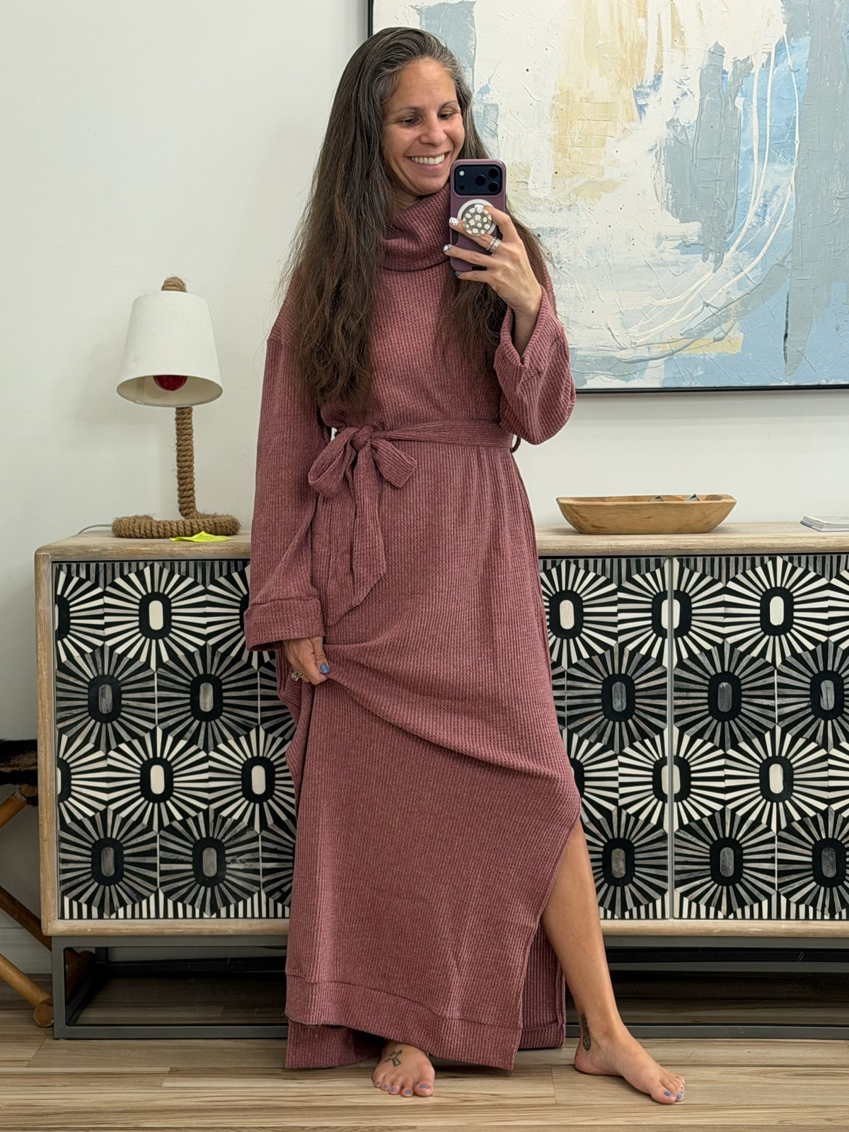 Travel Plush Knit Dress in Charcoal