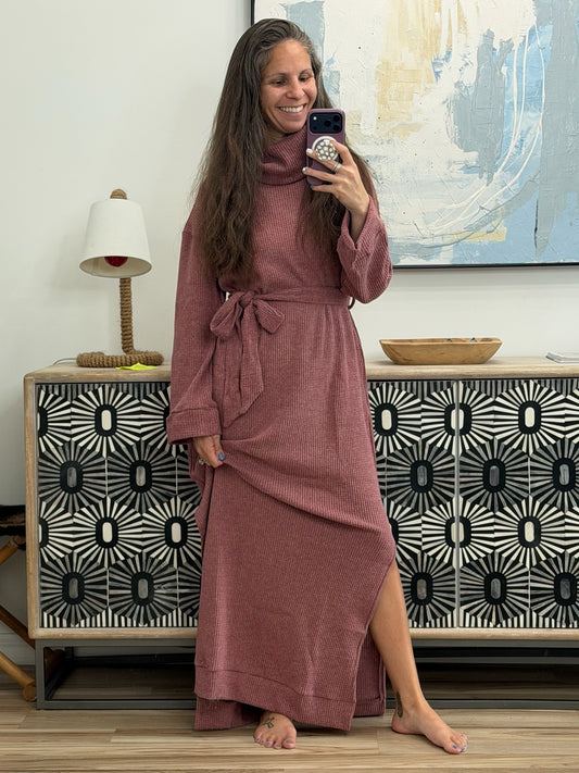 Travel Plush Knit Dress in Autumn Berry