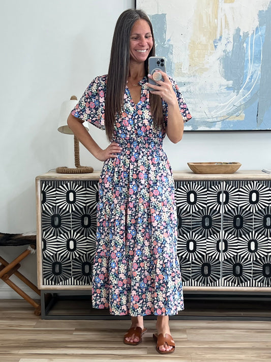 I Wanna Talk Notch Neck Midi Dress