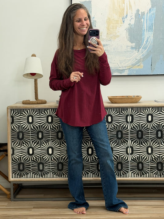 Nice to Each Other Raglan Sleeve Top in Cabernet