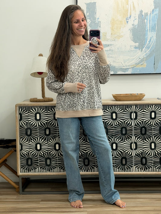 Everything You Need Patchwork Crew Neck Pullover