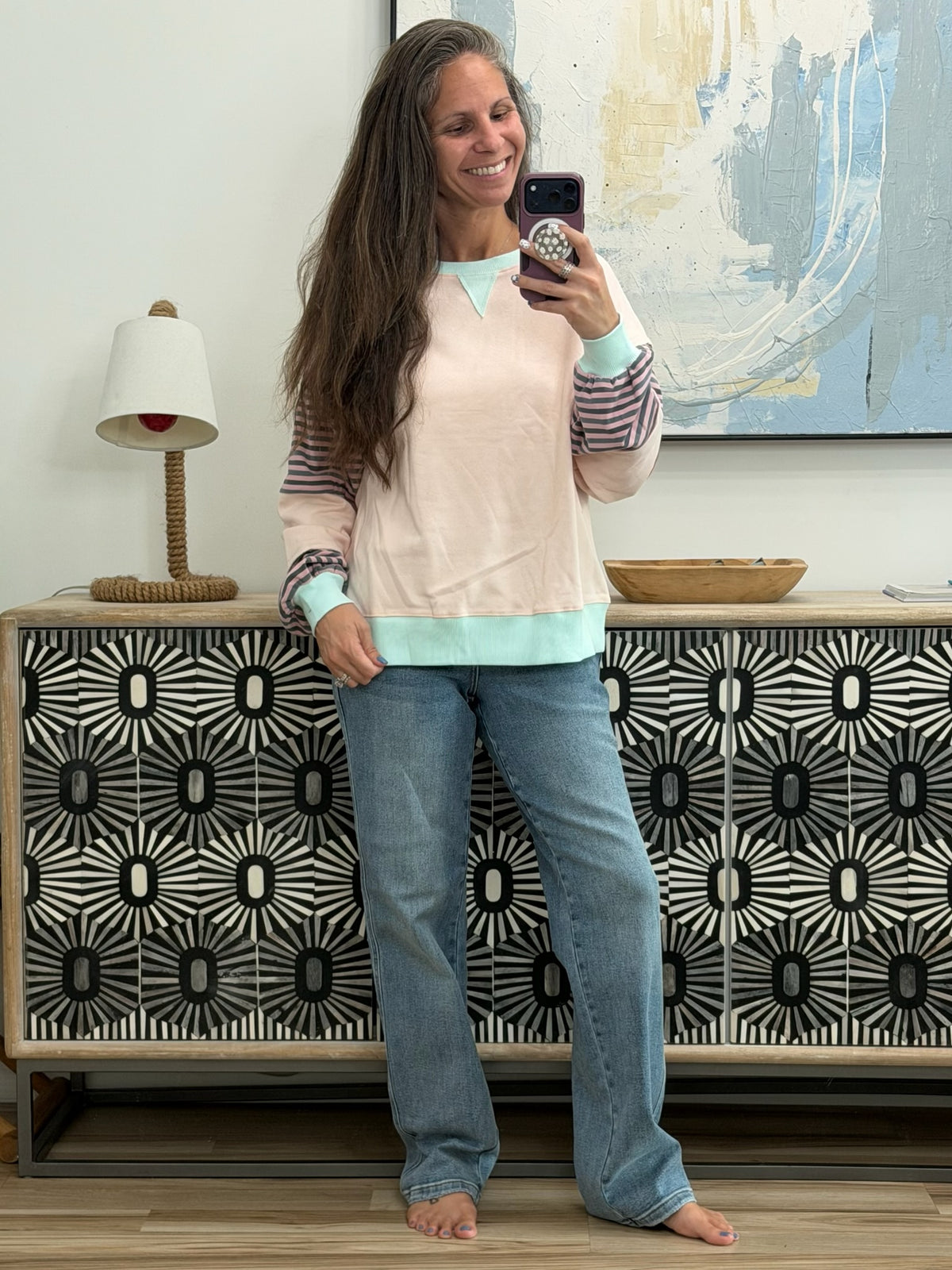 Outside the Lines Oversized Color Block  Pullover