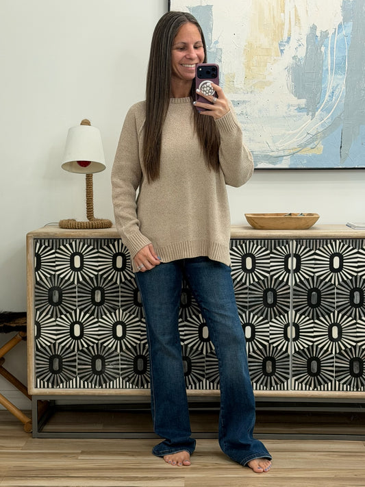 Words Of Wisdom Raglan Sleeve Sweater in Mocha