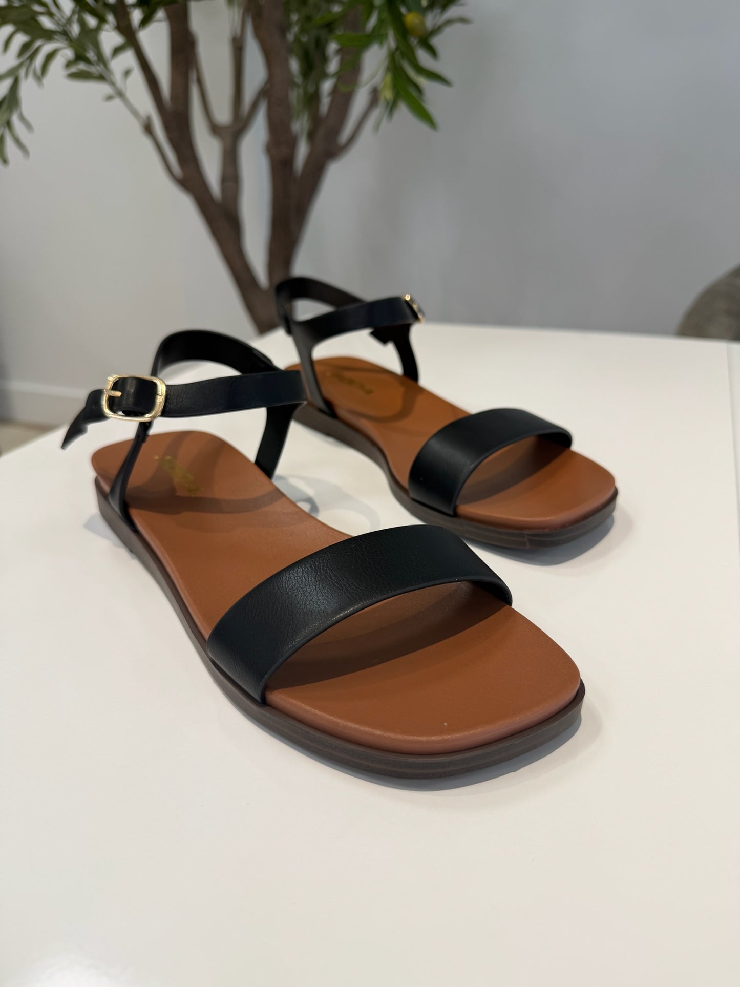 Riddle Ankle Strap Sandal in Black