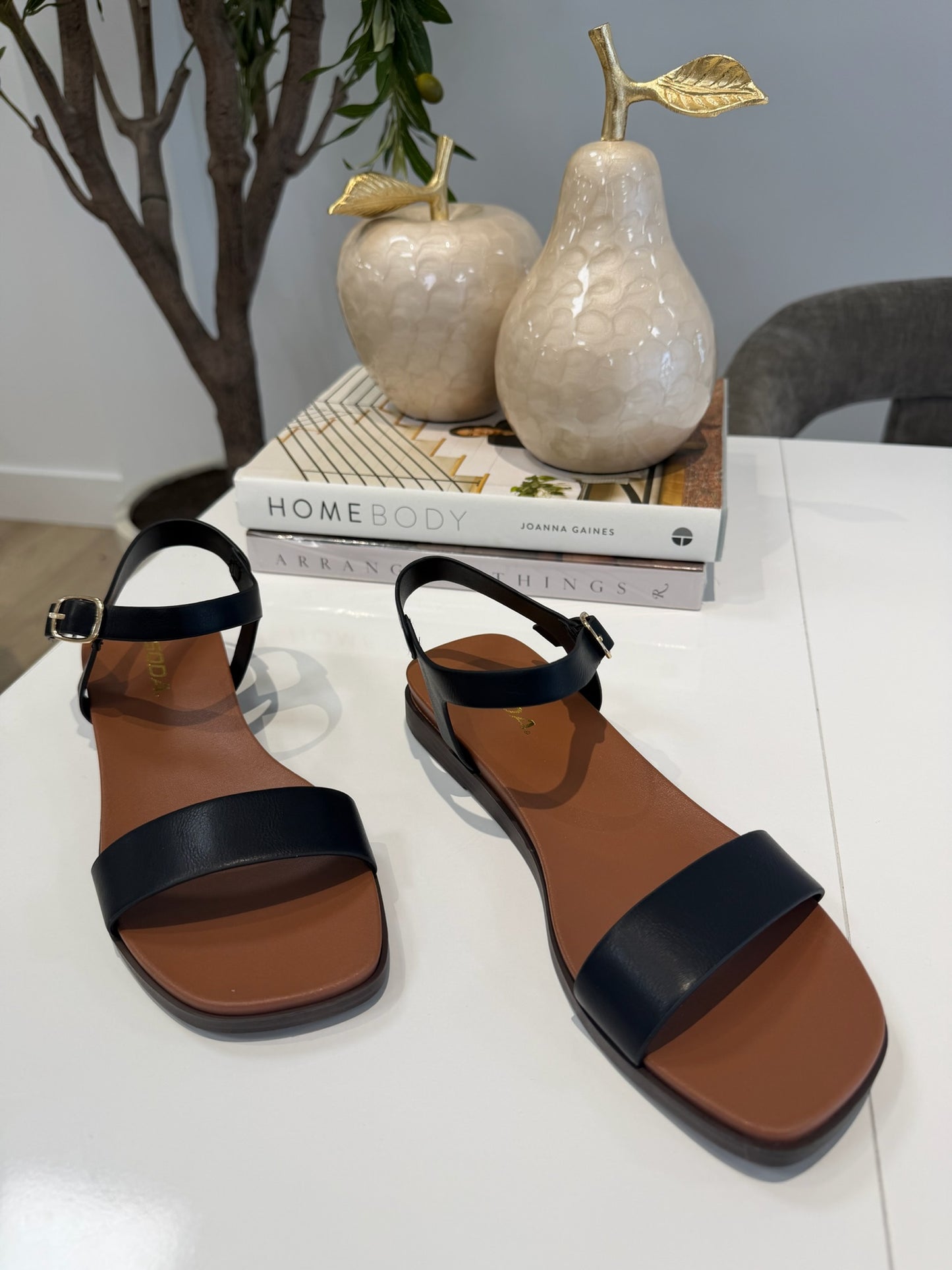 Riddle Ankle Strap Sandal in Black