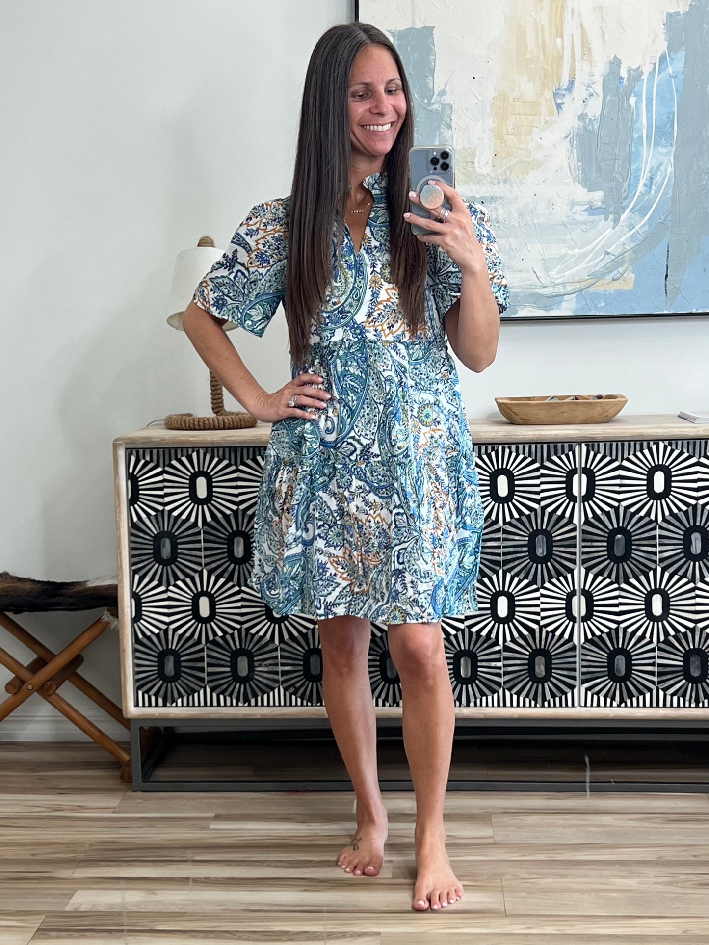 Right Here, Waving Boho V-Neck Dress