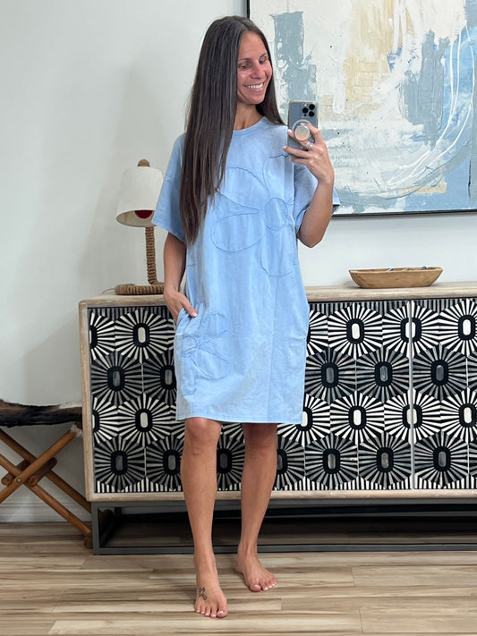 Floral Round Neck Short Sleeve T-Shirt Dress