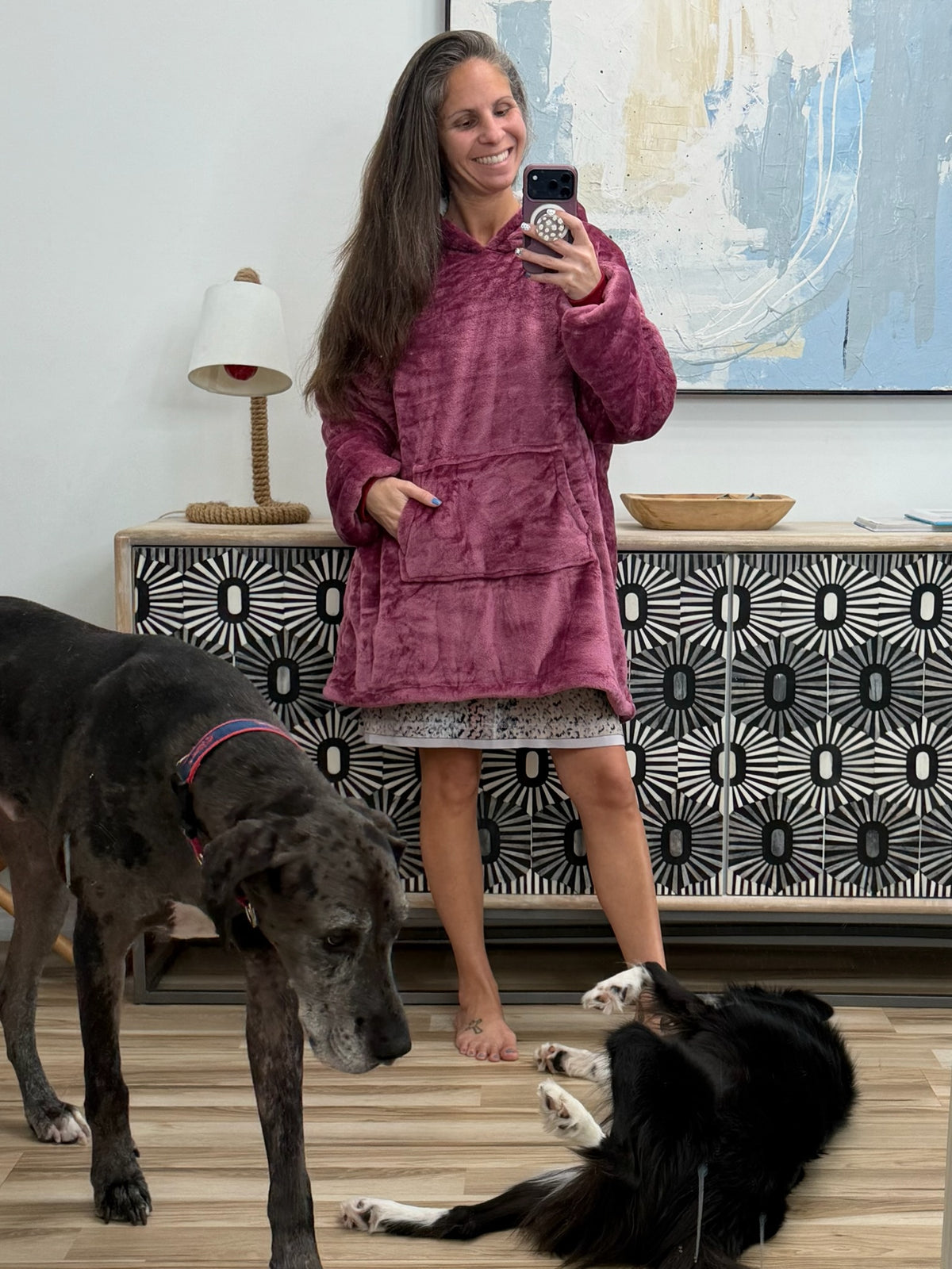 Oversized Velour Blanket Hoodie in Gray