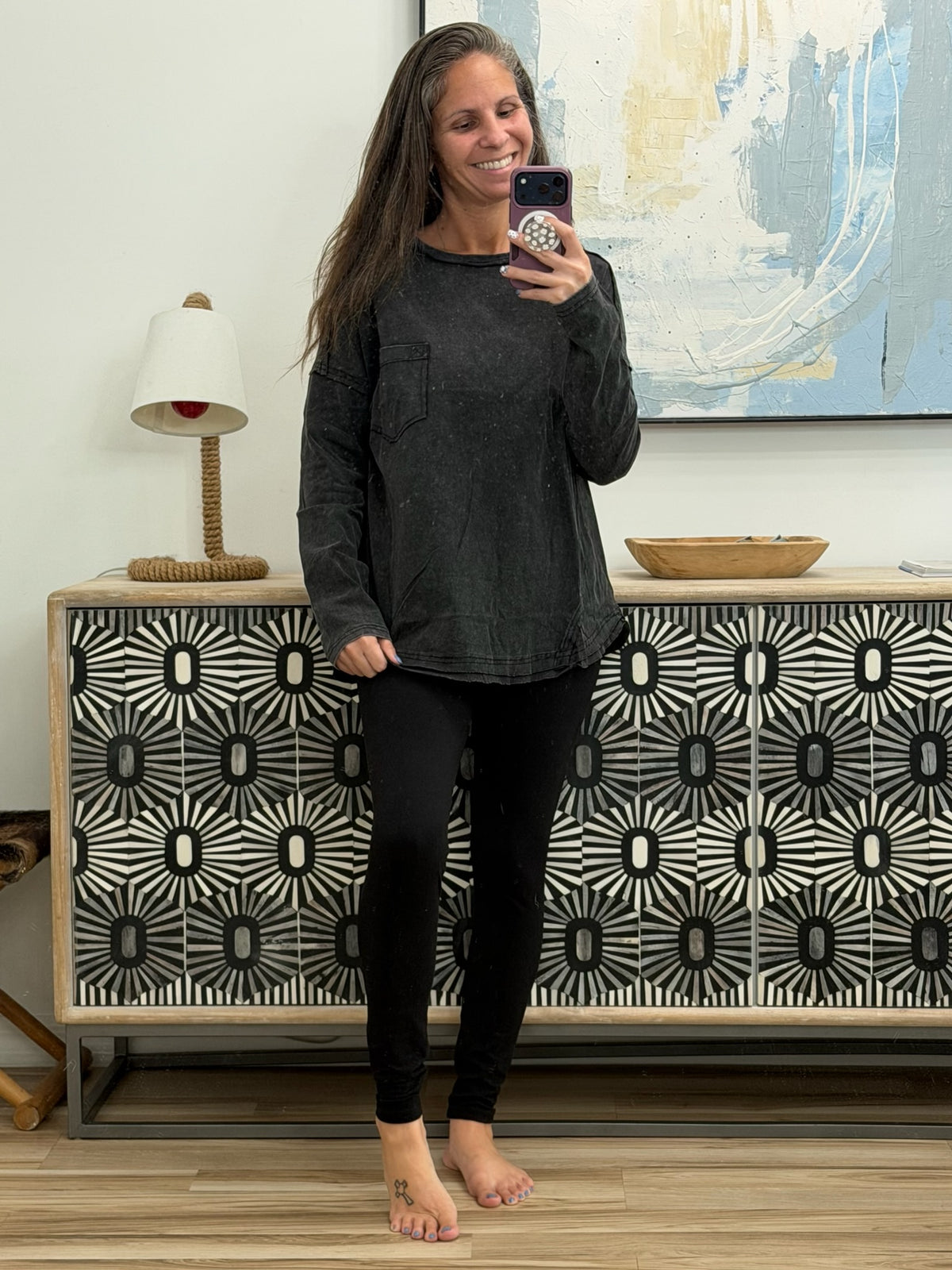 Simple as That Drop Shoulder Exposed Seam Top