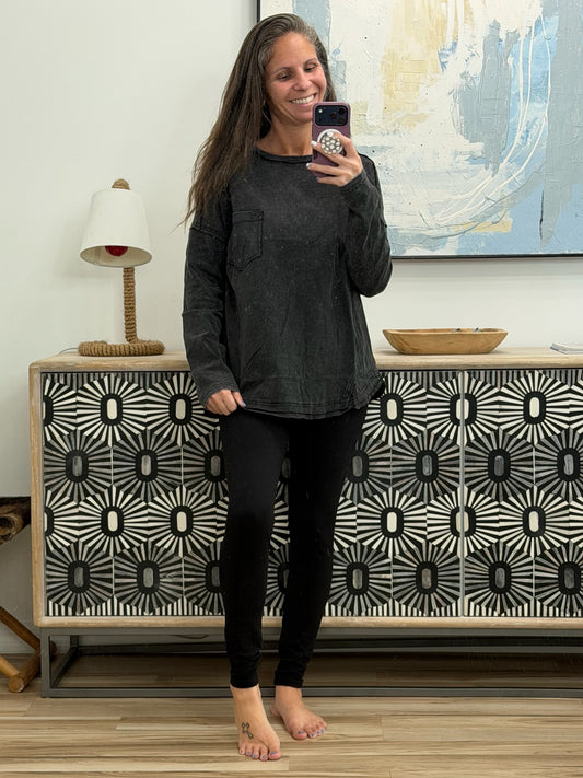 Simple as That Drop Shoulder Exposed Seam Top