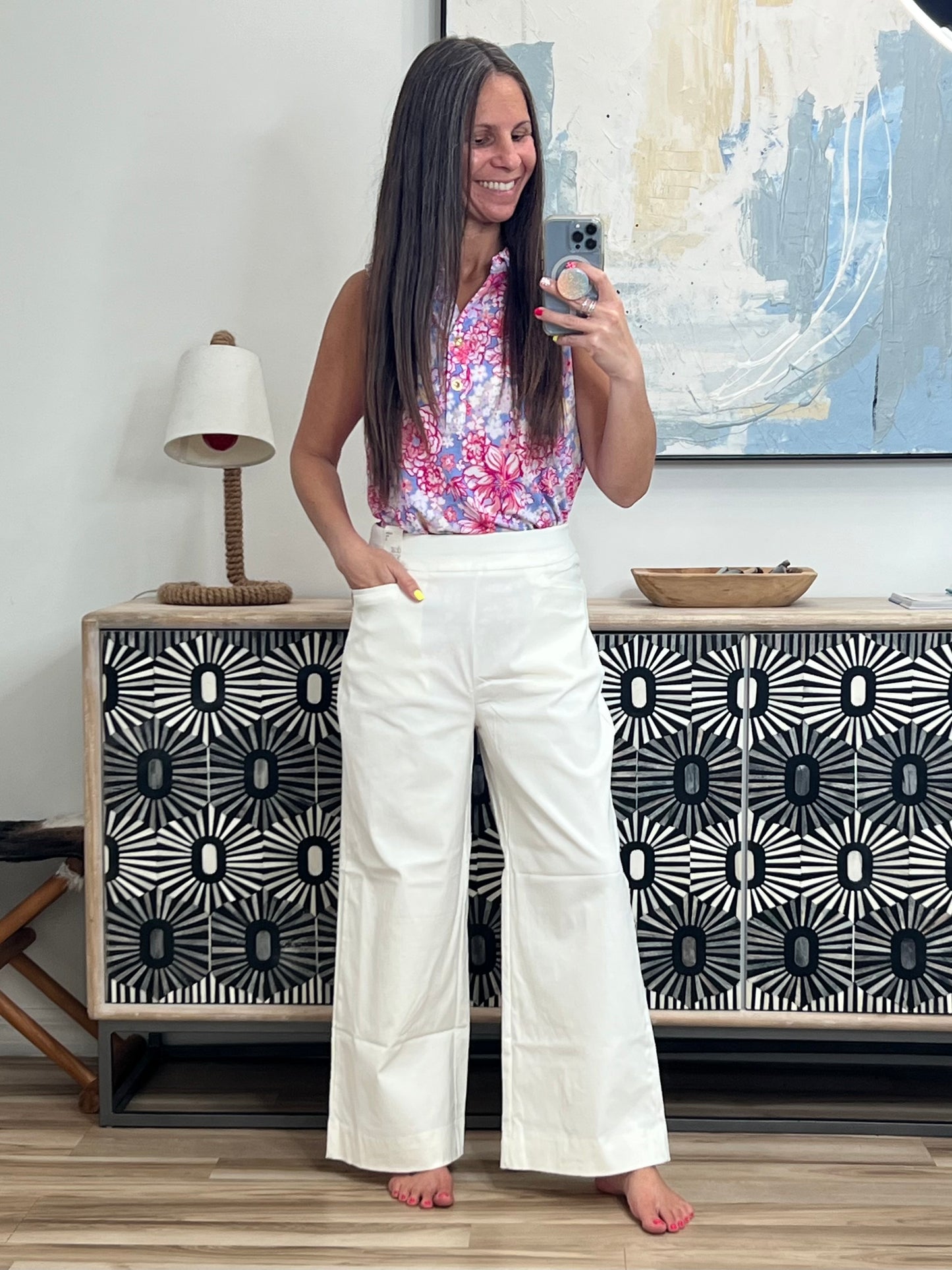 Sea Spray Collared Sleeveless Top in Falling Floral