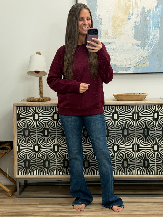 Always True Drop Shoulder Pullover in Dark Burgundy