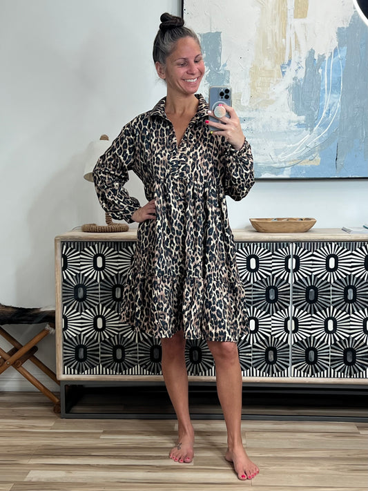 Darlin' If You Don't Mind Babydoll Leopard Print Dress