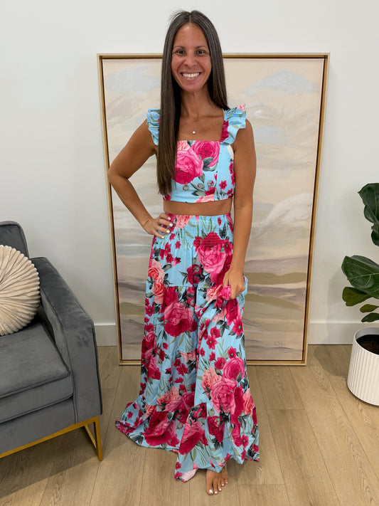 Crop Top and Tiered Maxi Skirt Set