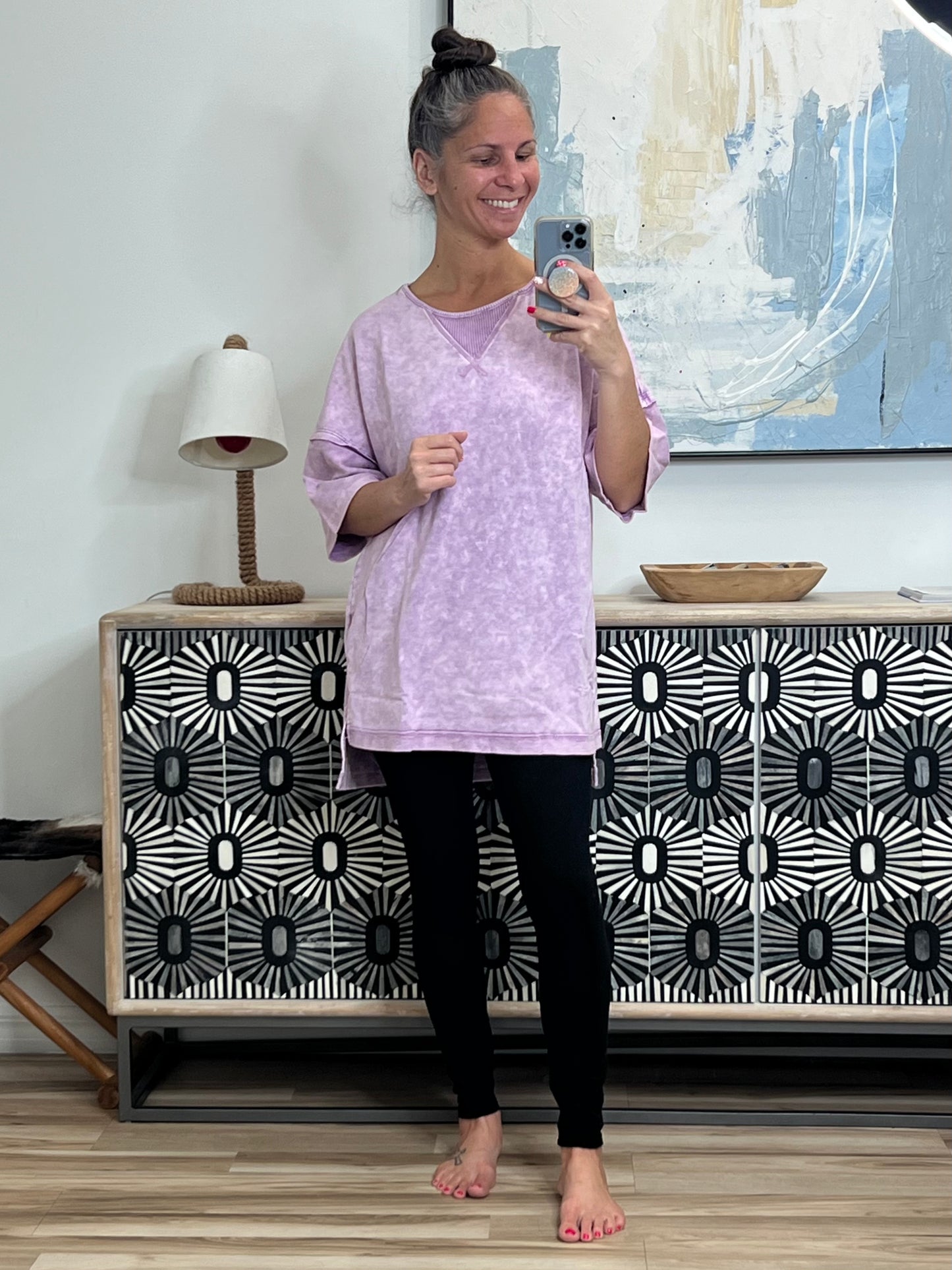 Unbothered Mineral Wash Top in Grey