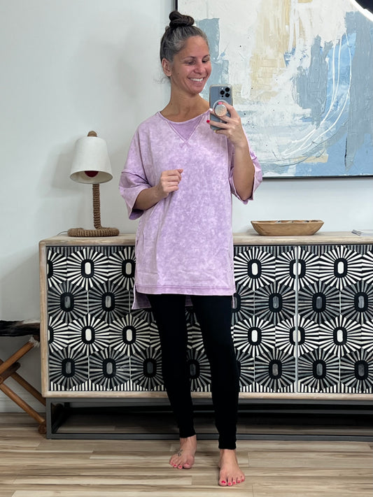 Unbothered Mineral Wash Top in Orchid Petal