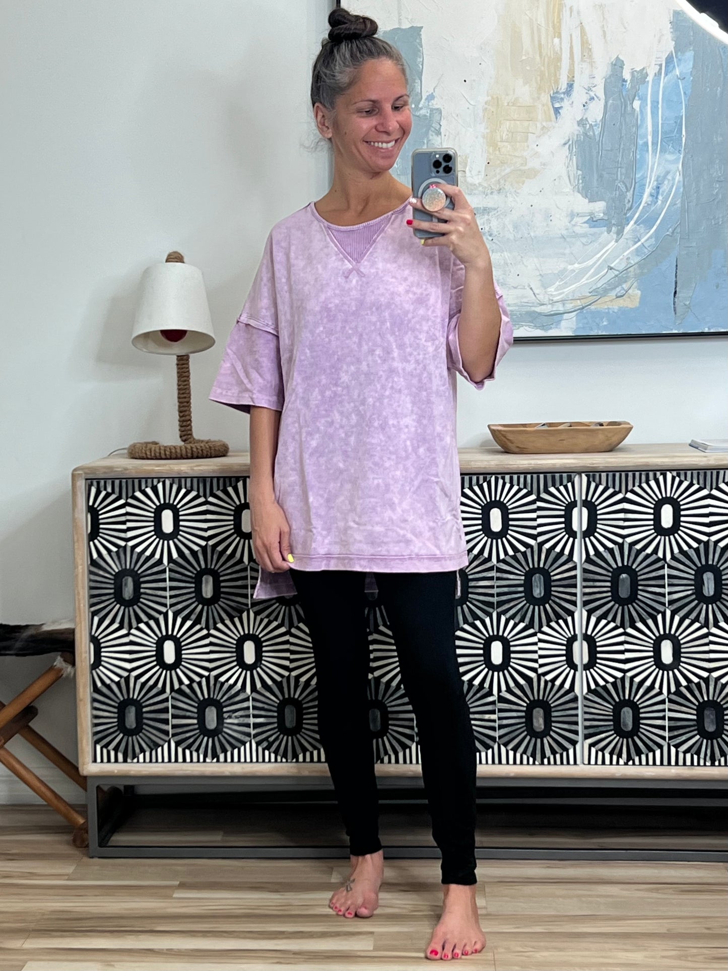 Unbothered Mineral Wash Top in Grey